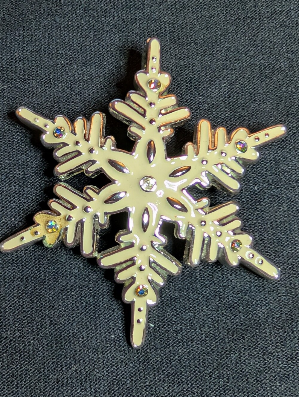 Snowflake Enamel Pin - Iridescent Crystals